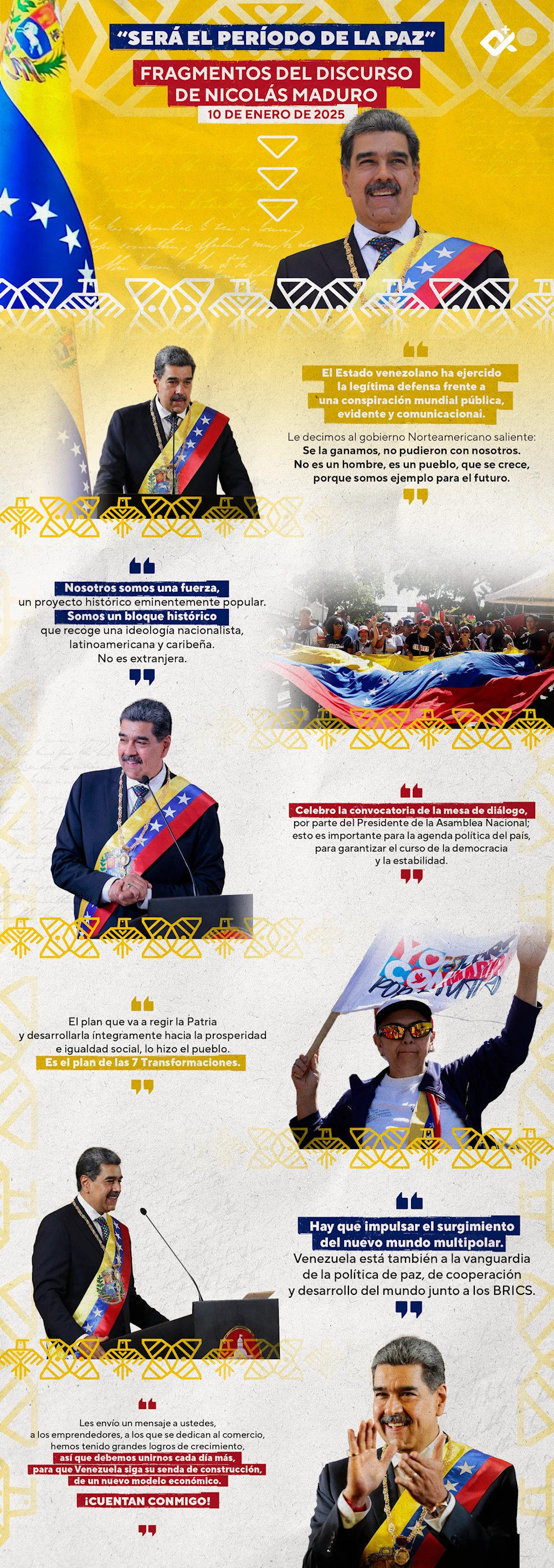 "Será el período de la paz" Fragmentos del discurso de Nicolás Maduro durante su juramentación el 10E