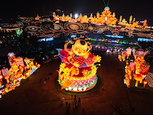 Sorprendentes figuras de luces se pueden observar en el Espectáculo Internacional de Linternas de Dinosaurio de Zigong en China