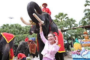 Llamado a su conservación: Como cada 13 de marzo, elefantes celebran su día nacional en Tailandia con un banquete de frutas y otros alimentos