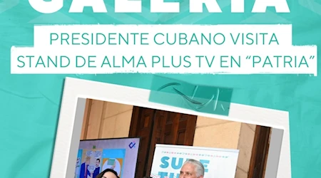 Presidente de Cuba, Miguel Díaz-Canel, visitó el stand de ALMA Plus TV en el IV Coloquio Patria, realizado en La Habana. Fotos: ALMA Plus TV