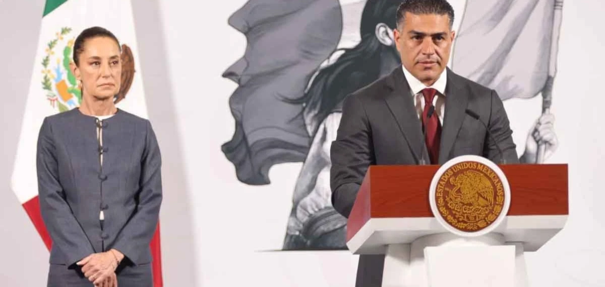 Secretario de Seguridad y Protección Ciudadana, Omar García, expone los resultados de la lucha contra la violencia y el narcotráfico en conferencia mañanera