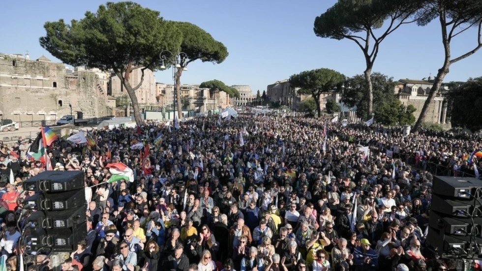 Registran en Italia protesta contra rearme de Europa