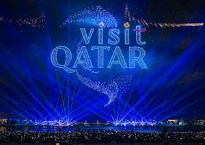 Asombroso espectáculo de fuegos artificiales, drones y acrobacias aéreas disfrutaron los habitantes de Lusail, en Qatar, durante el Festival del Cielo celebrado este 4 de abril