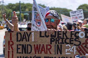 Más de 1.200 manifestaciones bajo el lema "¡Manos Fuera!" se llevaron a cabo en los 50 estados de Estados Unidos, en rechazo a las políticas de la administración Trump y el asesor Elon Musk