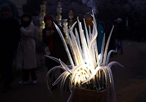 Espectaculares flores de vidrio iluminan el Jardín Botánico de Praga, República Checa, en la exposición 'Crystal Garden'